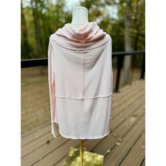 We The Free Cozy Time Light Pink Funnel Neck Pullover Sweatshirt XS Relaxed - Picture 9 of 9